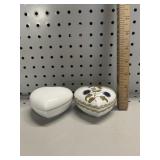 (2) Moustier Limoges Heart Trinket Boxes