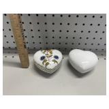 (2) Moustier Limoges Heart Trinket Boxes