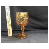 LE Smith Amber Glass Goblet