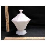 Anchor Hocking White Milk Glass Covered Candy Dish