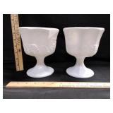 (2) Milk Glass Pedestal Bowls