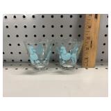 (2) VTG Aqua Poodle Double Shot Glasses