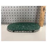 VTG French Enamel Cast Iron Trivet Forest Green