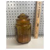 VTG LE Smith Amber Glass Apothecary Jar