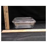 VTG Clear Ribbed Refrigerator Butter Dish w/ Lid