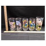 1970s/1980s Character Glass Cups- ET, Smurfs,