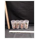 (4) VTG Hand Painted Frosted Cups