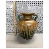 VTG Art Pottery Green & Brown Drip Glaze Vase