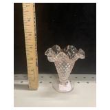VTG Fenton Hobnail Ruffled Edge Pink Vase