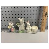 (3) Ceramic & Porcelain Bunny Figurines