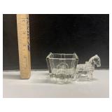 VTG Pressed Clear Glass Candy Dish Donkey Pulling