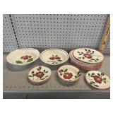 VTG Hand-Painted Red Floral Plates & Bowls