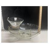 VTG Hazel-Atlas Glass Chip & Dip Serving Bowl Set