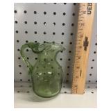 VTG Green Hand-Blown Glass Pitcher