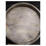 Rustic Round Wood Tray 18'