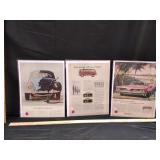 (3) Vintage Classic Car Advertising Prints 10'x14'