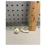 (2) VTG Ivory Tusk & Scrimshawed Ball Pendant