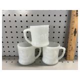 (3) VTG Fire King Grog Caveman Milk Glass Mugs