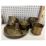 (5) VTG Brass Serving Tray & Buckets