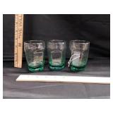 (3) Libbey 'Chivalry Green ' Glass Cups 4'