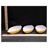 (3) Pyrex Tableware Yellow Casserole Dishes 10oz.
