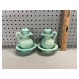 (2) VTG Avon Jadeite Moonwind Milk Glass Mini