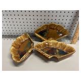 (3) VTG California Pottery Brown Drip Glaze