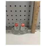 VTG Art-Deco Style Clear Pressed Glass Salt &