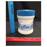 Vtg Holland Milk Glass Canister Nautical Scene