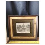 Framed Etching Of The Piazza del Campidoglio in