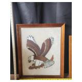 Framed Needlepoint/Embroidery Eagle