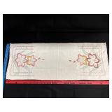 Vtg Embroidered Table Runner/Dresser Scarf