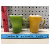 Vtg Yellow & Green Fire King Soda Fountain Mugs
