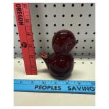 Vtg Viking Glass Rub Ruby Bird Figurine
