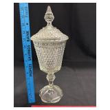 Vtg Indiana Glass Diamond Point Apothecary Jar