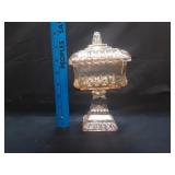 VTG Jeannette Glass Pedestal Covered Candy Dish