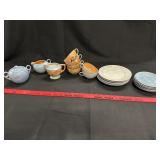 Vtg Japanese Lusterware Cups, Plates, Sugar,