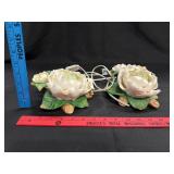 Vtg Porcelain Magnolia Flower Night Lights