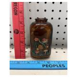 Handpainted Mushroom Amber Glass Jar