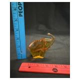 Vtg Hand Blown Amber Art Glass Elephant