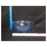 VTG Blue Pressed Glass Serving Bowl
