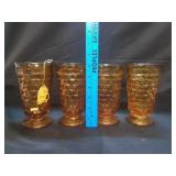 (4) Indiana Glass Amber Tumblers 6'
