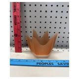 Vtg Viking Frosted Satin Peach Lotus Flower Bowl