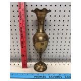 Vtg Brass Vase Hand Etched Jungle Theme