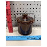 Brown Glazed Stoneware Cheese Crock w/ Latch