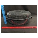 Black Speckled Enamel Graniteware Roaster 16'