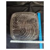 MCM Kromex Square Glass Swirl Cake Plate