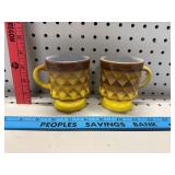 Vtg Fire King Gold Kimberly Diamond Pattern Mugs