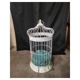 White Metal Hanging Hinged Lid Bird Cage
