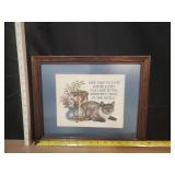 Framed Embroidery 'Cat & Hourglass '